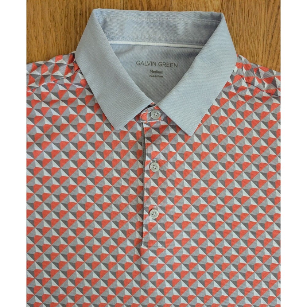 Galvin Green Mio Polo Golf Shirt Geometric Pattern Performance Mens Medium